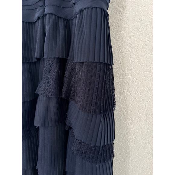 BCBG Maxazria Strapless Tiered Ruffle Mini Dress Womens Size 2 Navy Blue Hoco - Picture 8 of 16